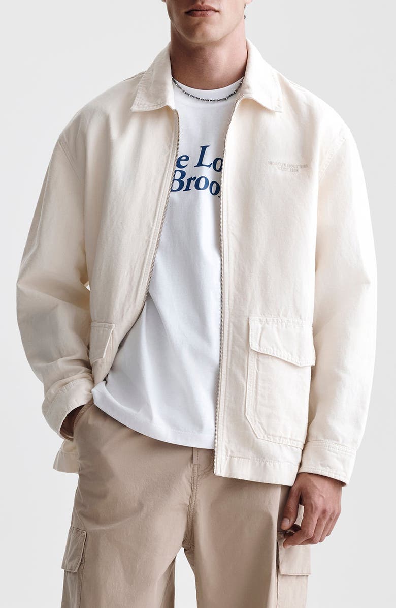Brooklyn Industries Garment Dyed Cotton & Linen Zip Overshirt, Main, color, 