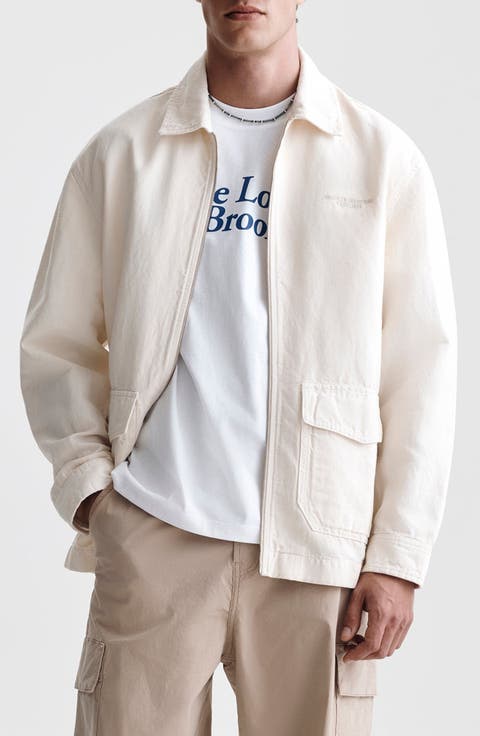 Garment Dyed Cotton & Linen Zip Overshirt