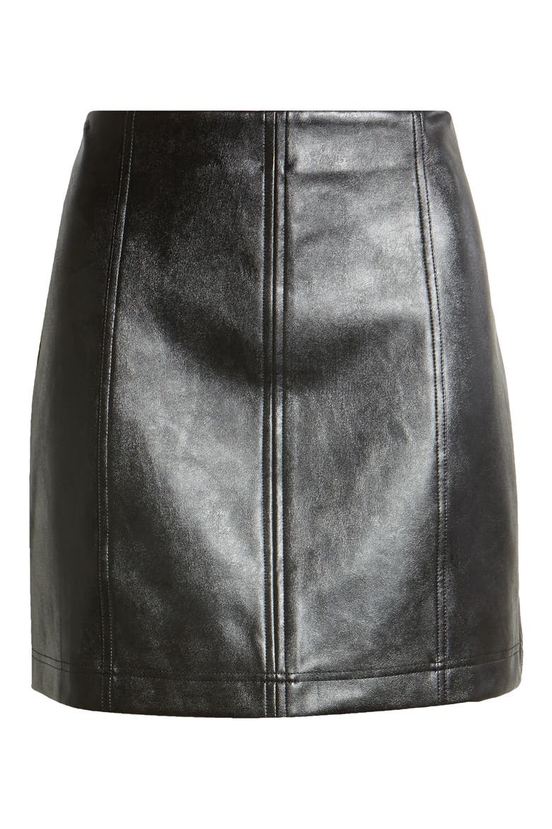 Faux Leather Miniskirt, Alternate, color, BLACK