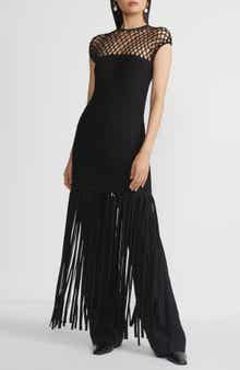 Macramé Yoke Fringe Hem Knit Dress