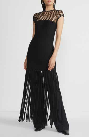 Macramé Yoke Fringe Hem Knit Dress