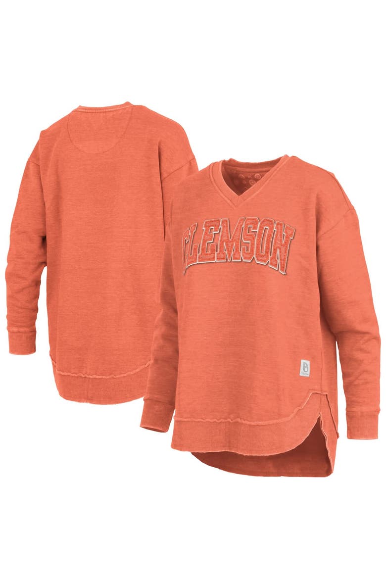 Women's Pressbox Orange Clemson Tigers Westin Poncho V-Neck Pullover Sweatshirt, Alternate, color, Orange