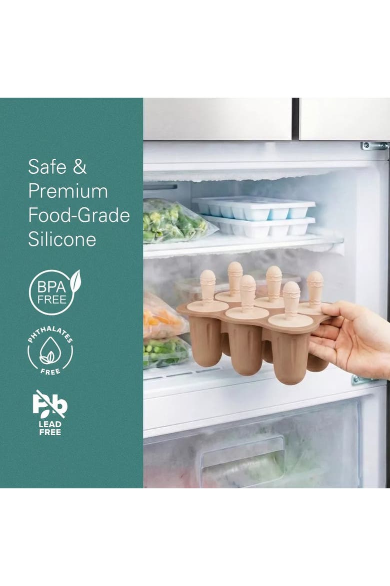 Silicone Baby Popsicle Mold Teething Ice Pop 6 Cavity, Alternate, color, Beige