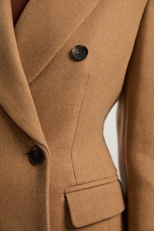 Karen Millen Wool Double Breasted Tailored Maxi Coat In Brown