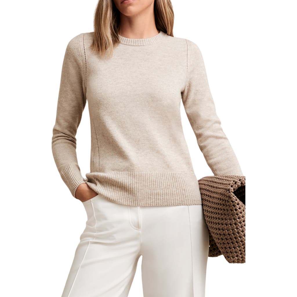Reiss Anya Pointelle Accent Crewneck Sweater In Neutral