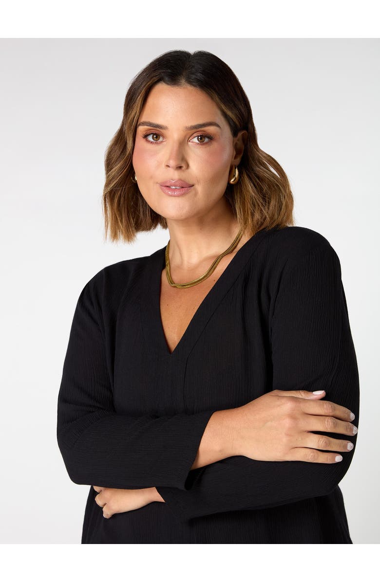 Live Unlimited Crinkle Split Front Longline Tunic, Alternate, color, Black