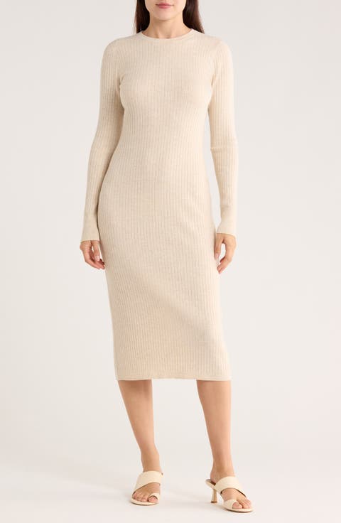 Long Sleeve Rib Sweater Dress