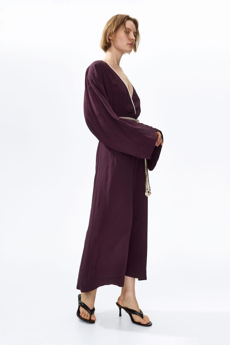 Belted Viscose Dress, Main, color, Dark plum purple