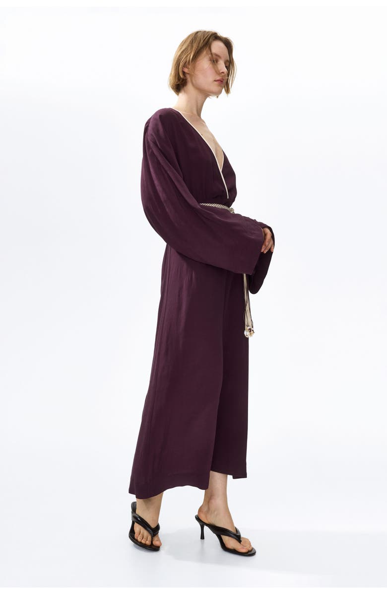 H&M Belted viscose dress, Main, color, Dark Plum Purple