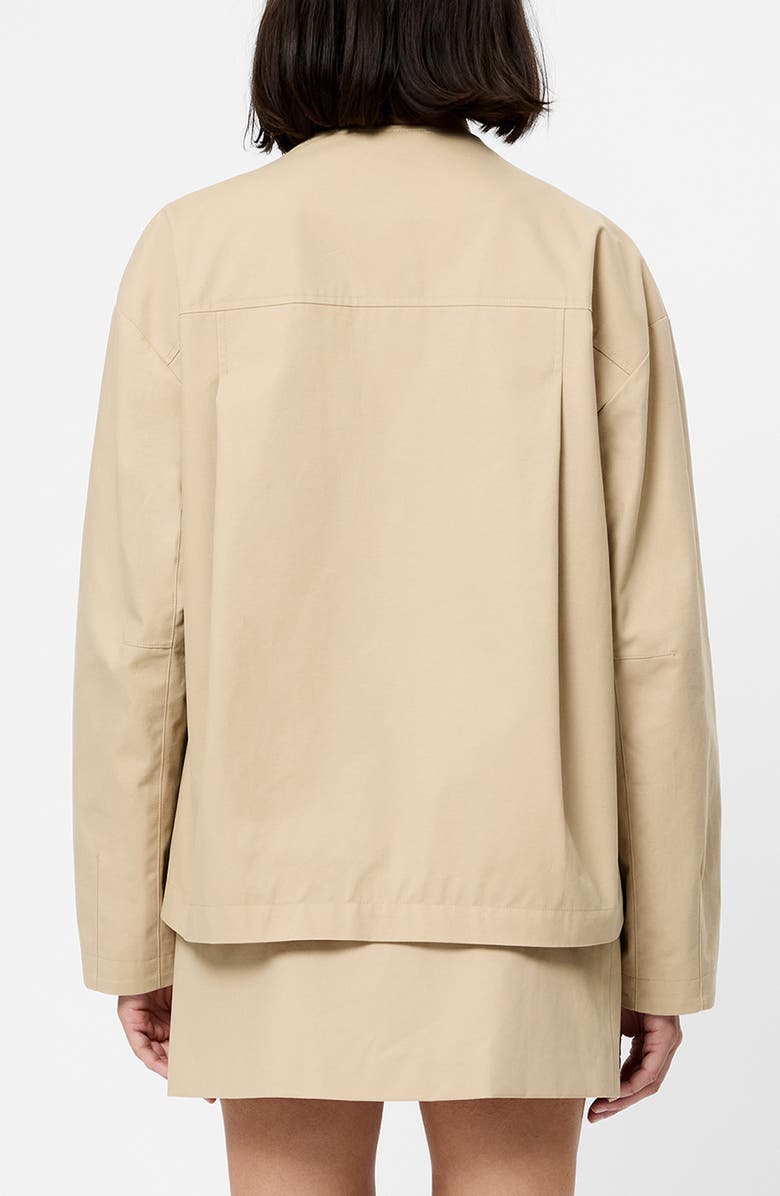 French Connection Collarless Double Breasted Cotton Twill Jacket, Alternate, color, Khaki
