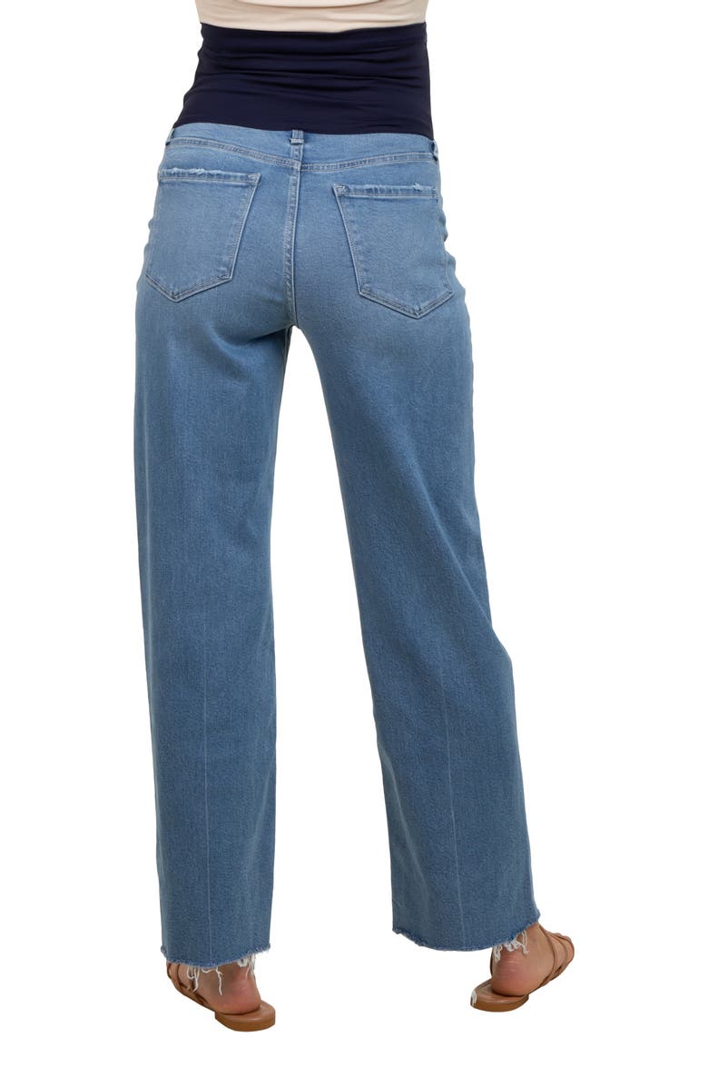 PinkBlush Raw Hem Ankle Slim Wide Leg Maternity Jeans, Alternate, color, Blue