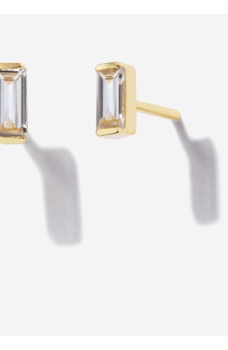 Little Sky Stone Baguette Moissanite Earrings, Main, color, Clear / Gold