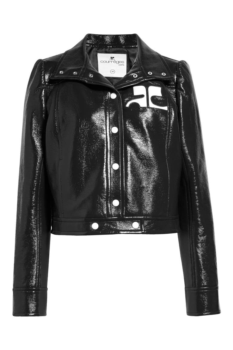 Logo Patch Vinyl Jacket, Main, color, BLACK