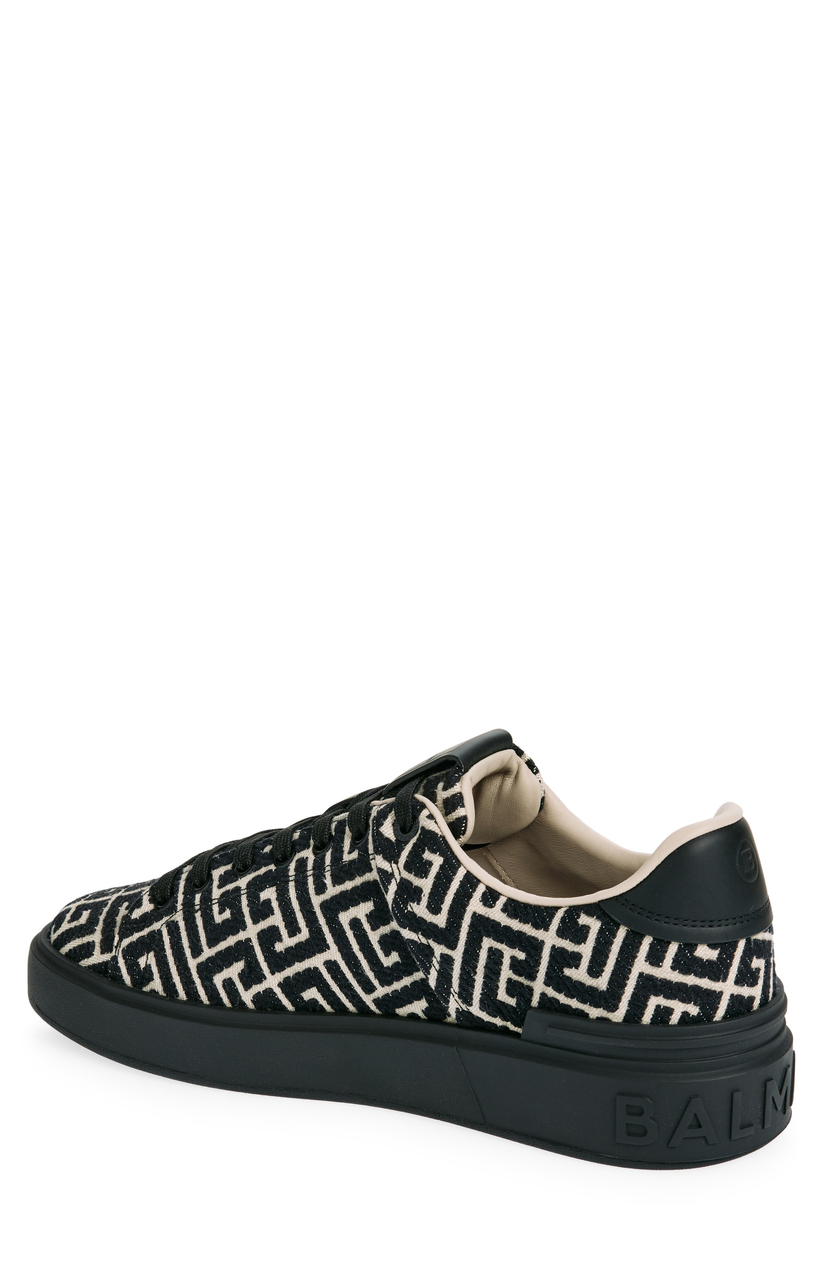 Balmain B-Court Monogram Low Top Sneaker, Alternate, color, Black/ Ivory