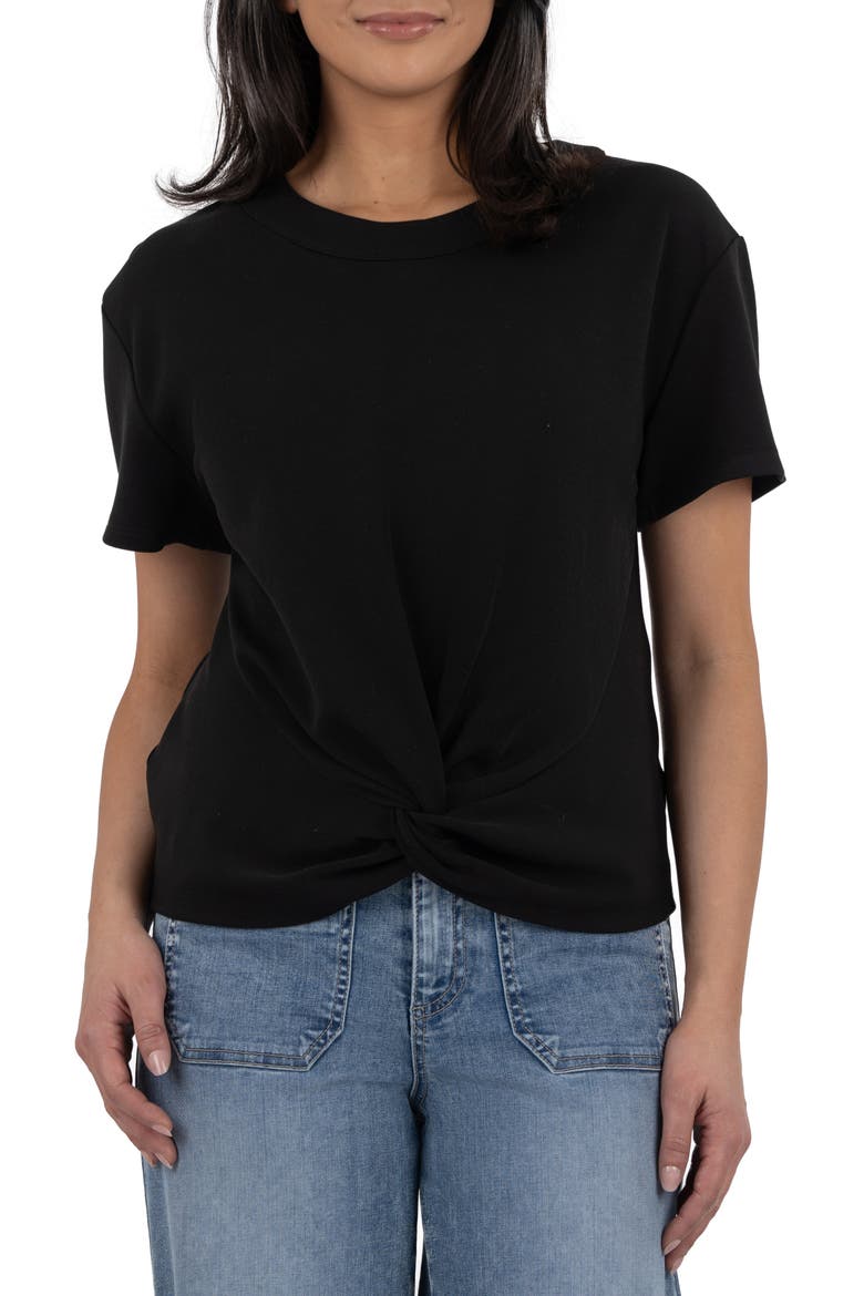 Avi Twist Front T-Shirt, Main, color, BLACK JM