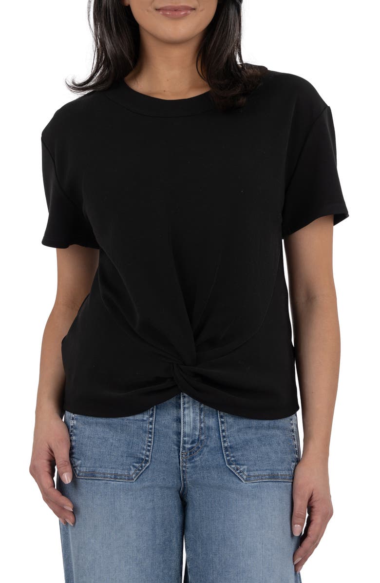 KUT from the Kloth Avi Twist Front T-Shirt, Main, color, Black Jm