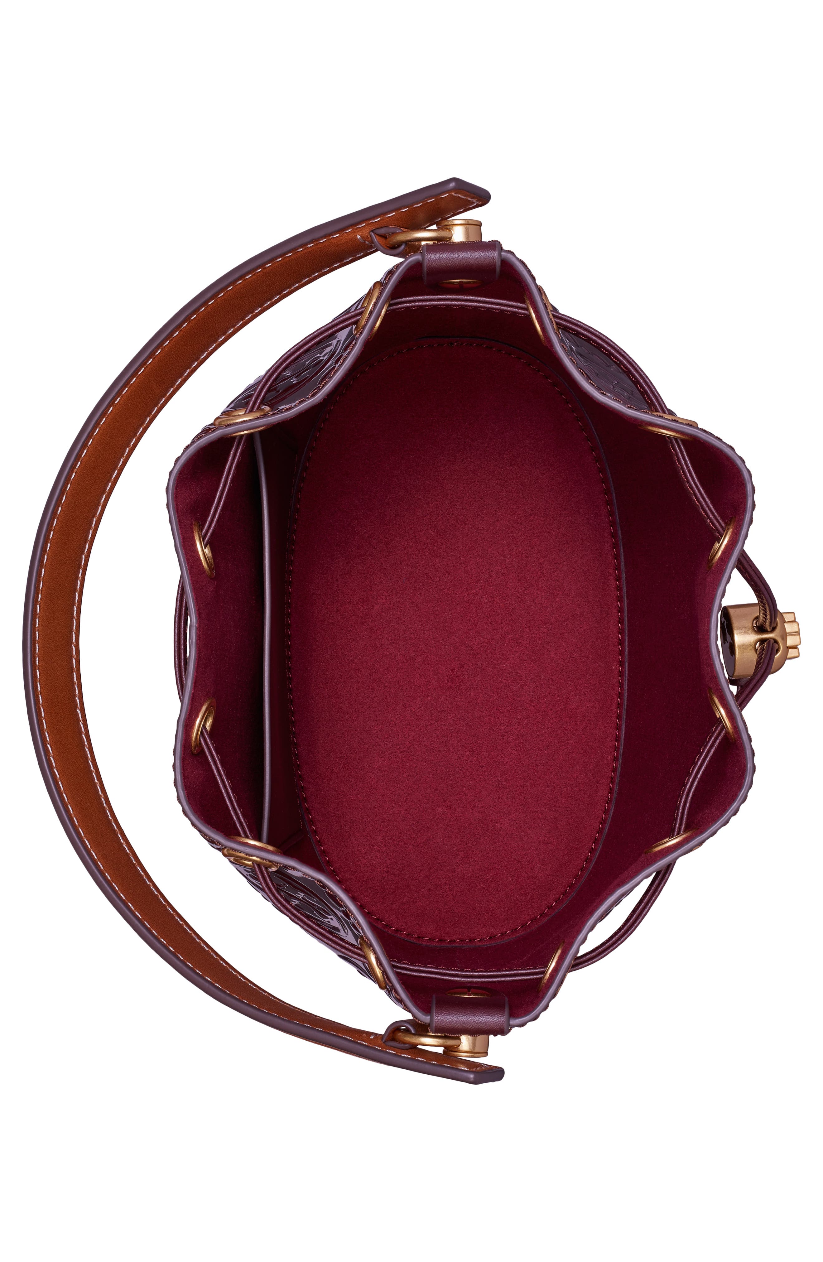 Tory Burch T Monogram Patent Leather Bucket Bag, Alternate, color, 