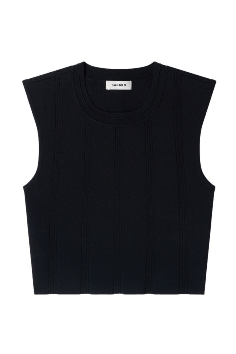 Cropped ribbed knit top, Alternate, color, Black