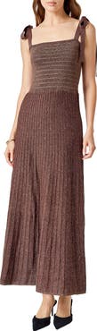 Endless Rose Tie Strap Metallic Maxi Sweater Dress
