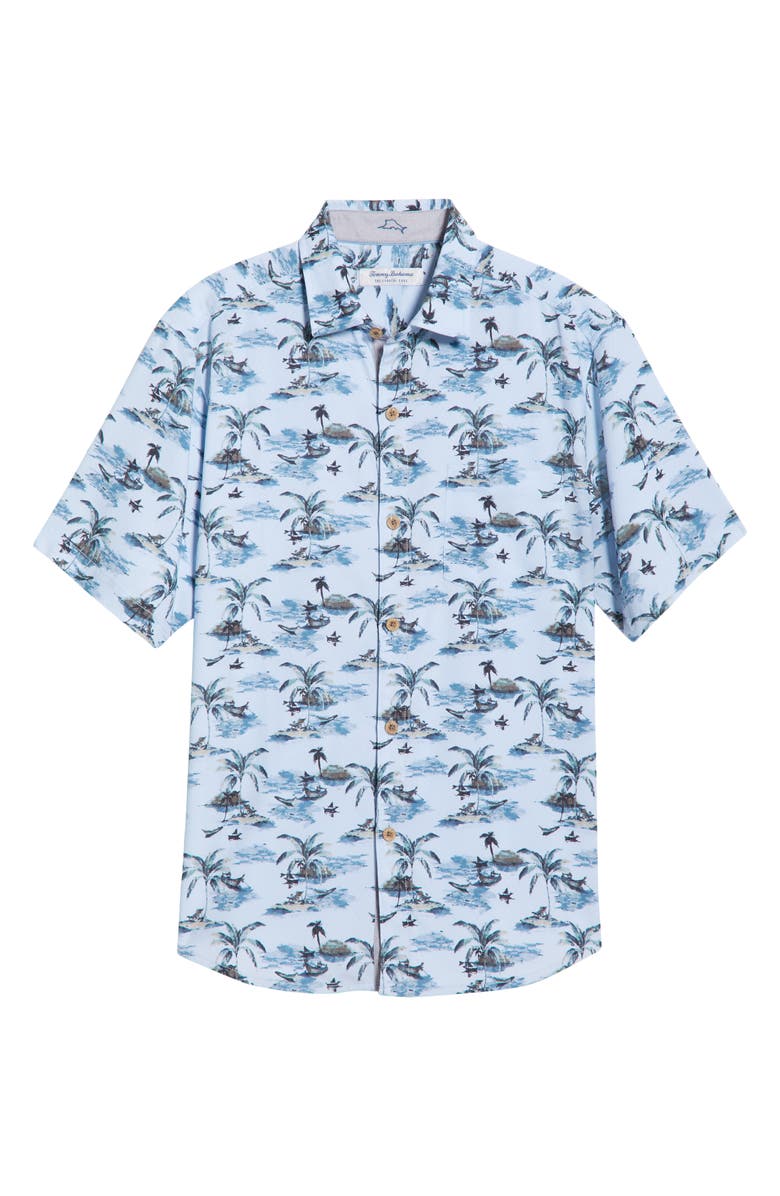 Tommy Bahama Coastal Ease Beachfront Paradise IslandZone<sup>®</sup> Short Sleeve Button-Up Shirt, Alternate, color, Dusty Larkspur