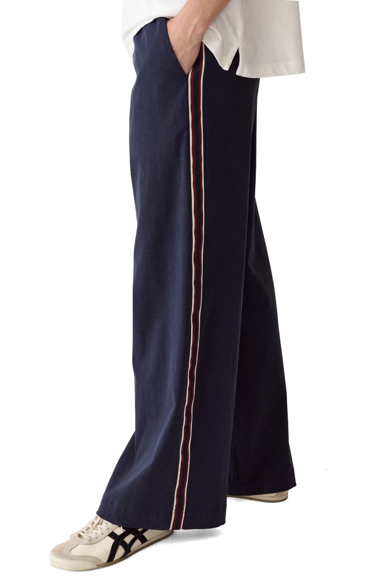 Allison Pull-On Wide Leg Side Stripe Pants, Alternate, color, NAVY