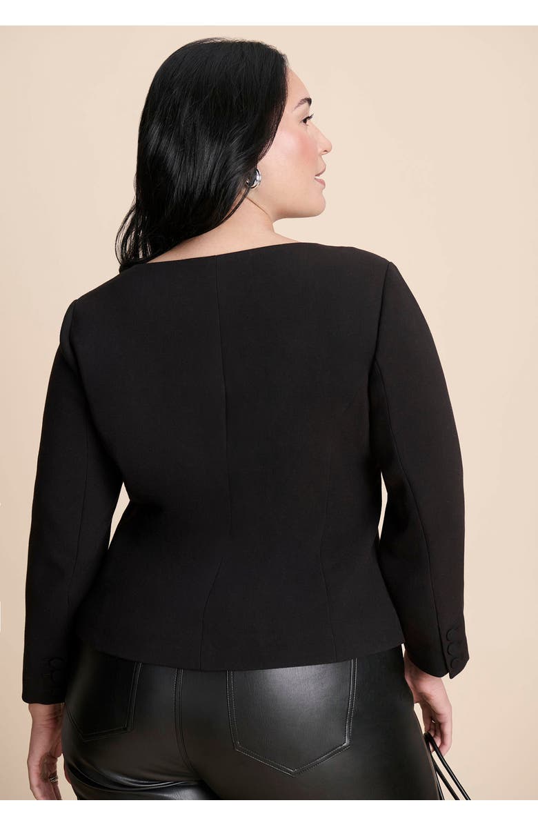 ELOQUII Scoop Neck Jacket With Bow, Alternate, color, Black Onyx