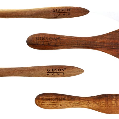Gibson Home General Store 7 Piece Acacia Wood And Silicone Mini Kitchen Tool Set In Multi