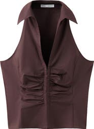 MANGO Ruched Sleeveless Top
