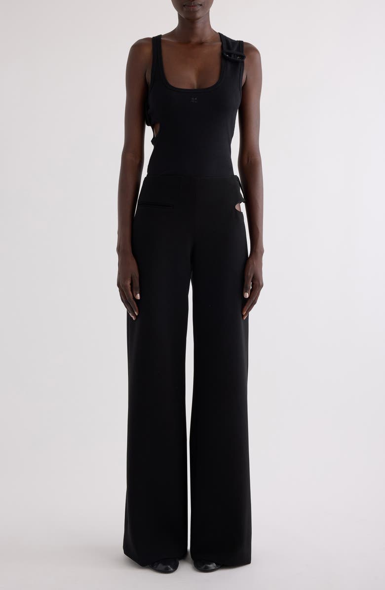 Courrèges Double Buckle Rib Tank, Alternate, color, Black