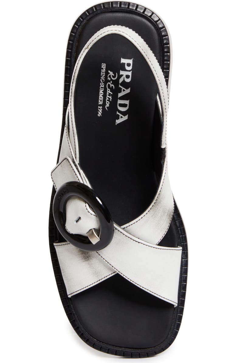Prada Re-Edition 1996 Crisscross Calfskin Leather Sandal, Alternate, color, Bianco
