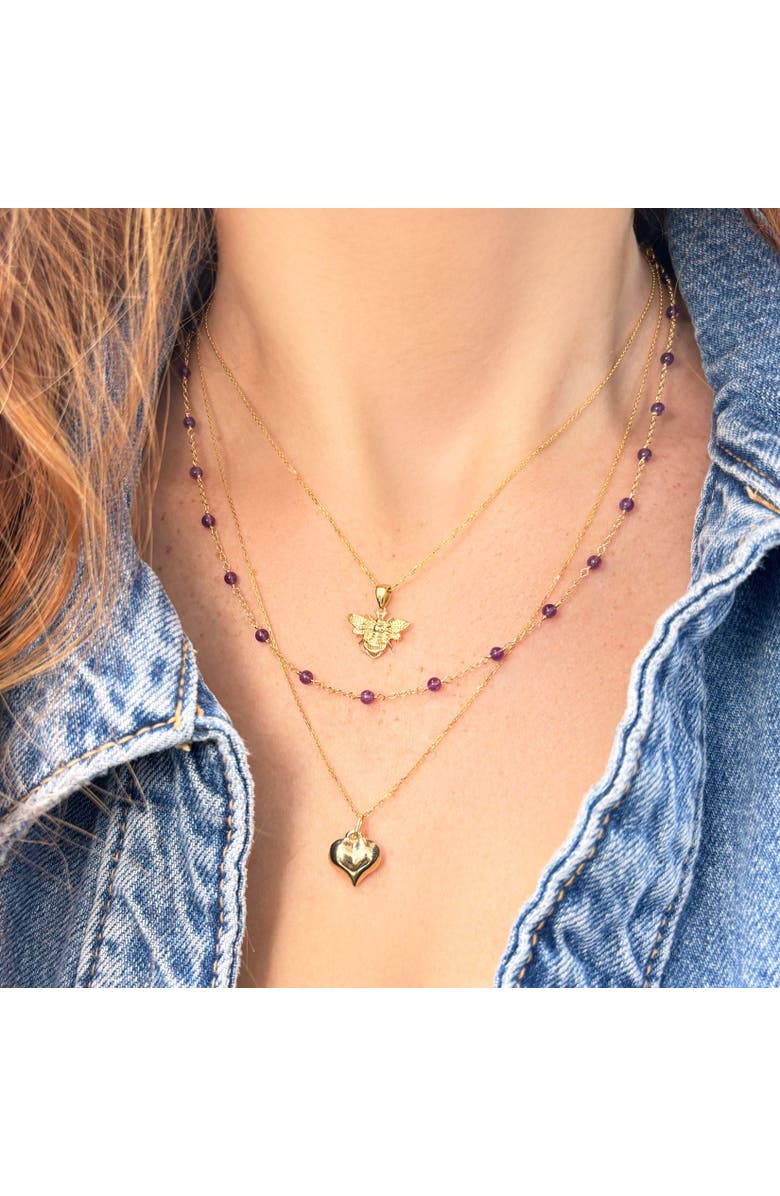 The Lovery Fine Jewelry Gold Bee Necklace, Alternate, color, Yellow Gold