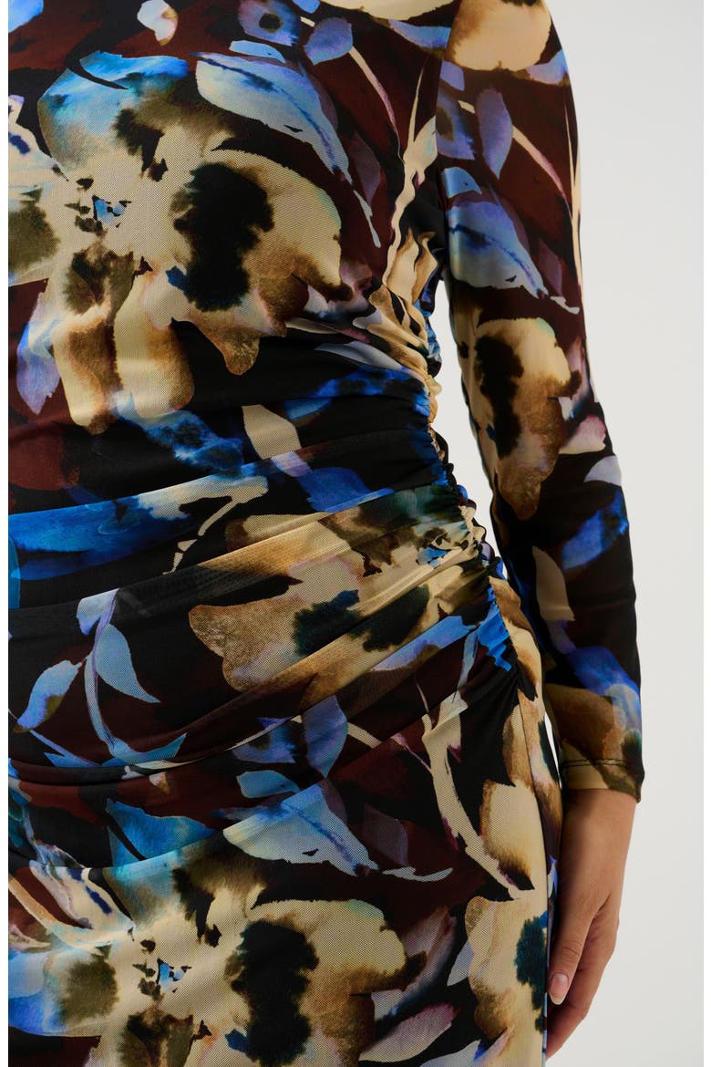 Cleo Ruched Long Sleeve Body-Con Maxi Dress, Alternate, color, CHOC WINTER