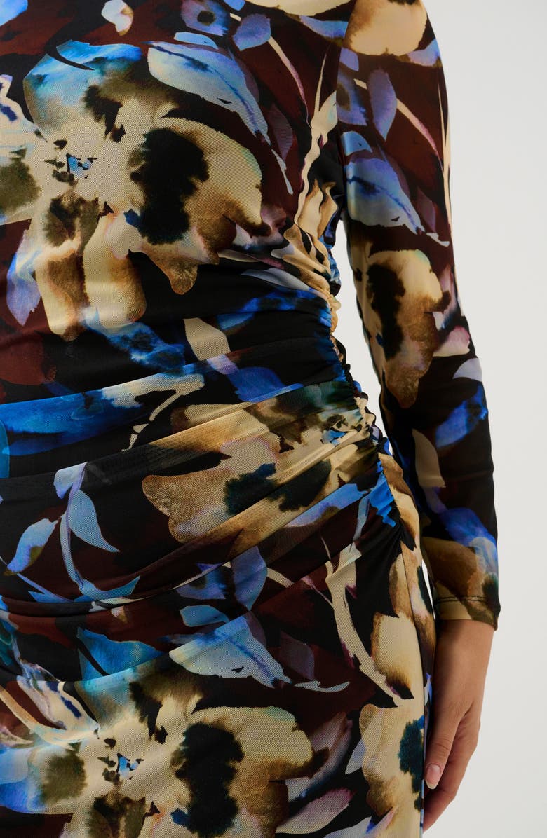 Estelle Cleo Ruched Long Sleeve Body-Con Maxi Dress, Alternate, color, Choc Winter