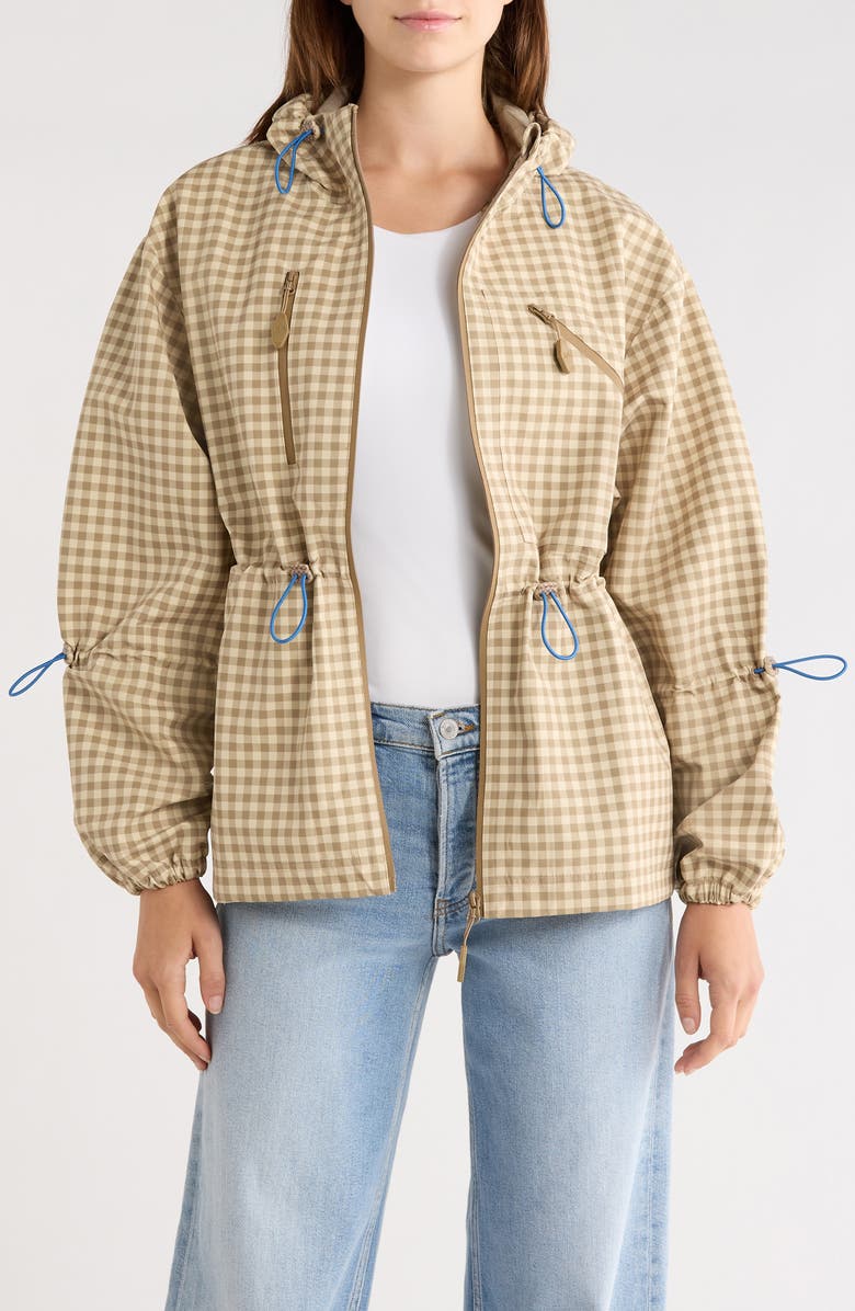 Damson Madder Matilda Gingham Hooded Raincoat, Main, color, Brown