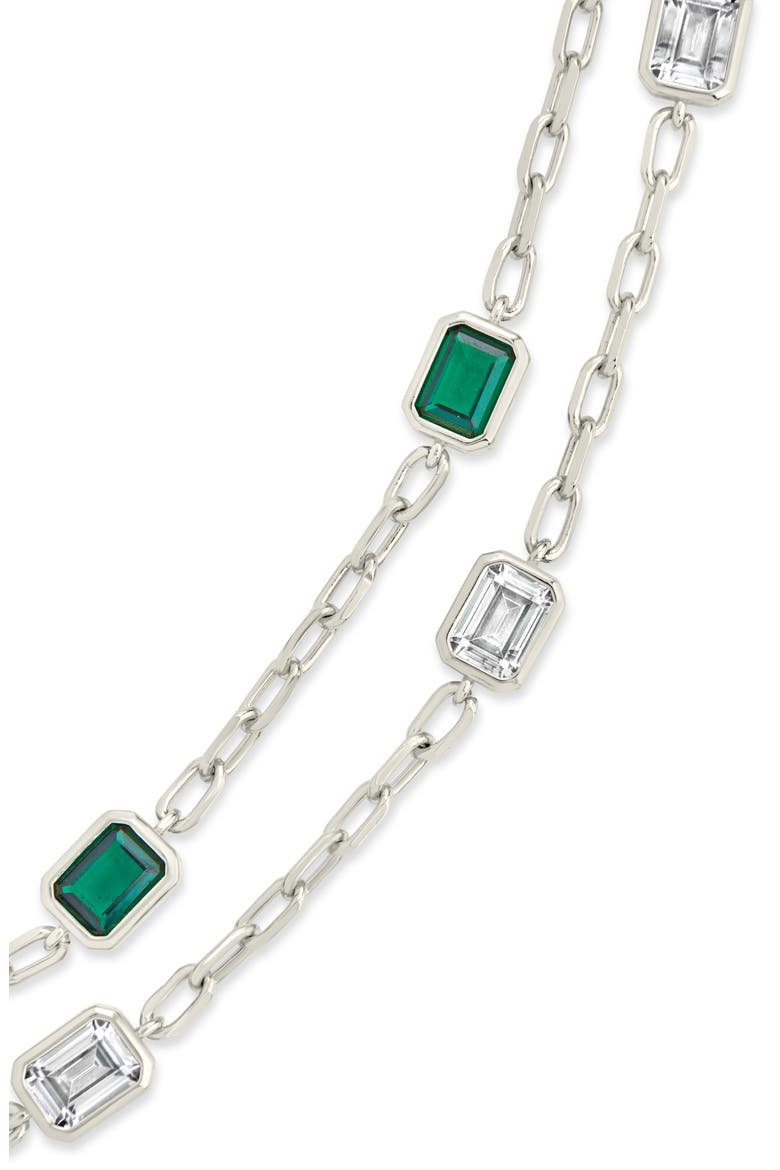 Lennox Set of 2 Cubic Zirconia Station Chain Bracelets, Alternate, color, SILVER
