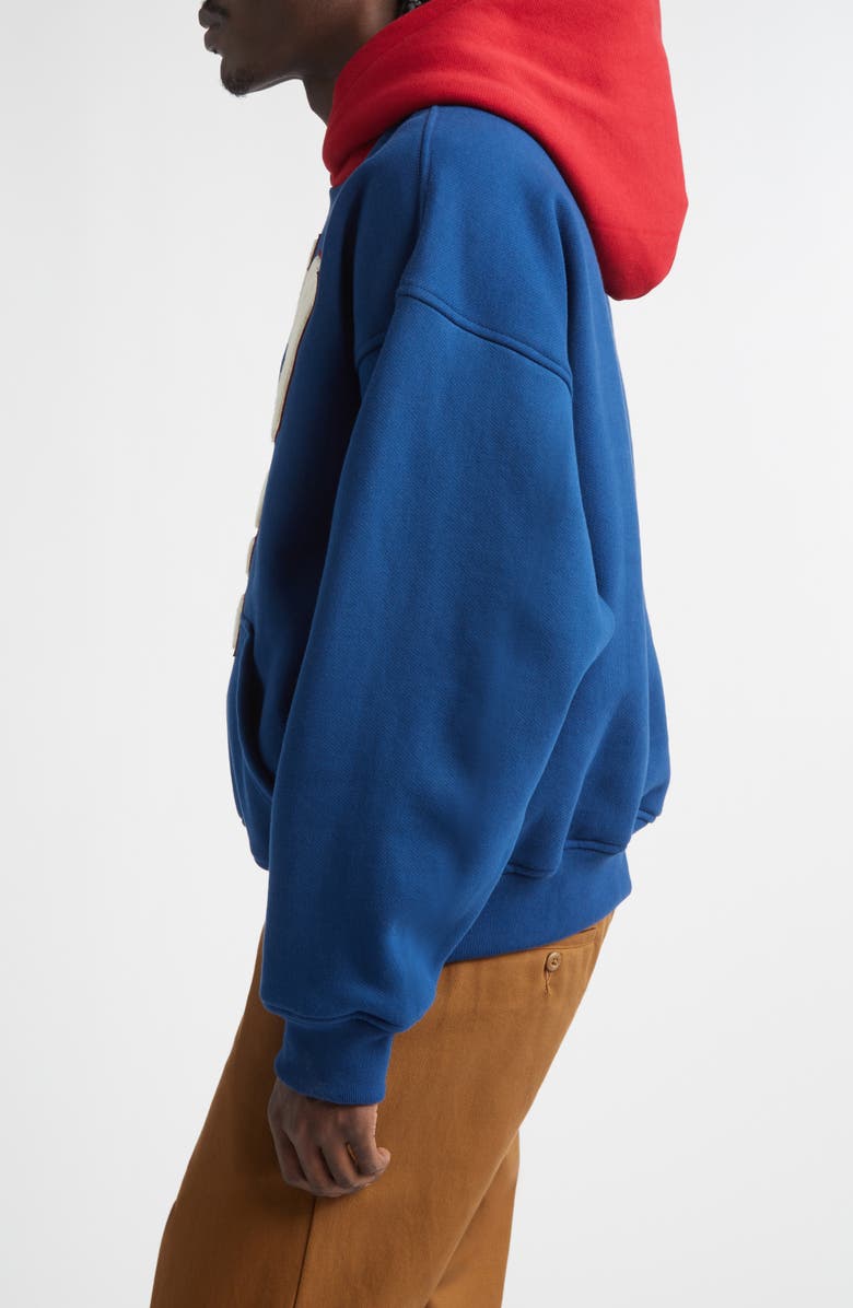 Rhude Chenille Logo Patch Hoodie, Alternate, color, Navy/ Red 3446