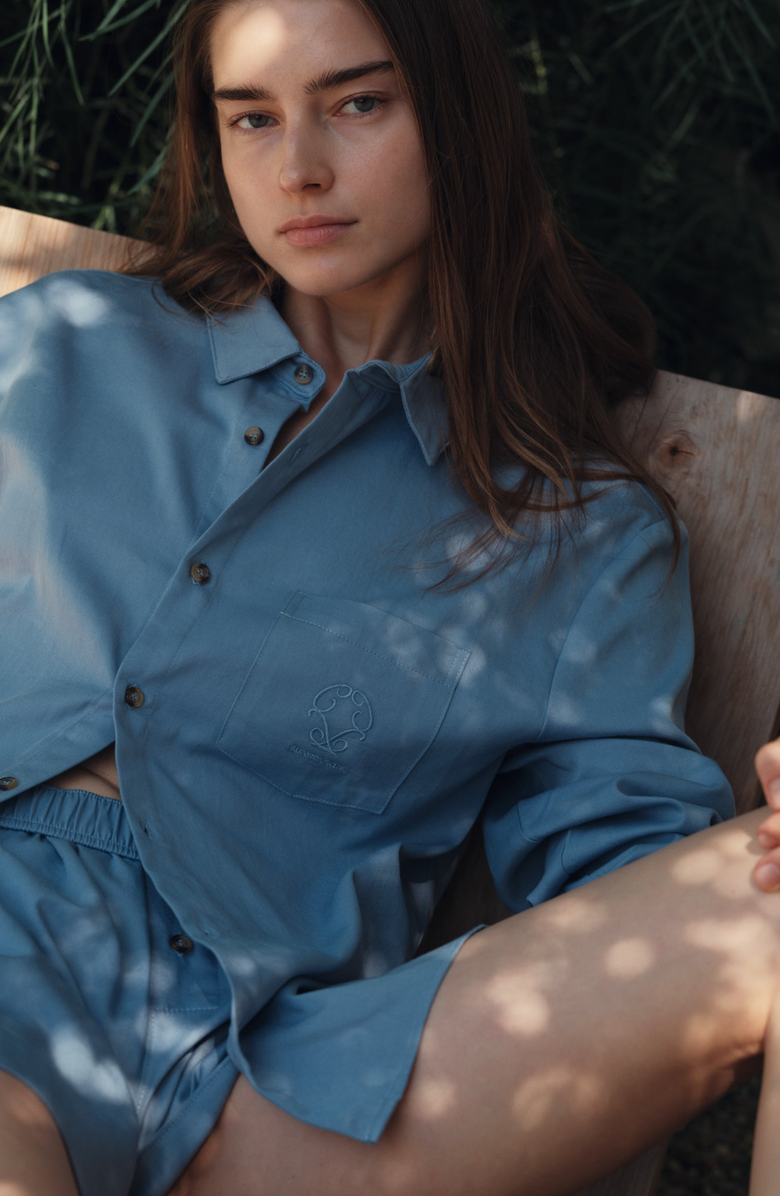 CALIFORNIA INCLINE Oversized Button Down Shirt, Alternate, color, Heritage Blue