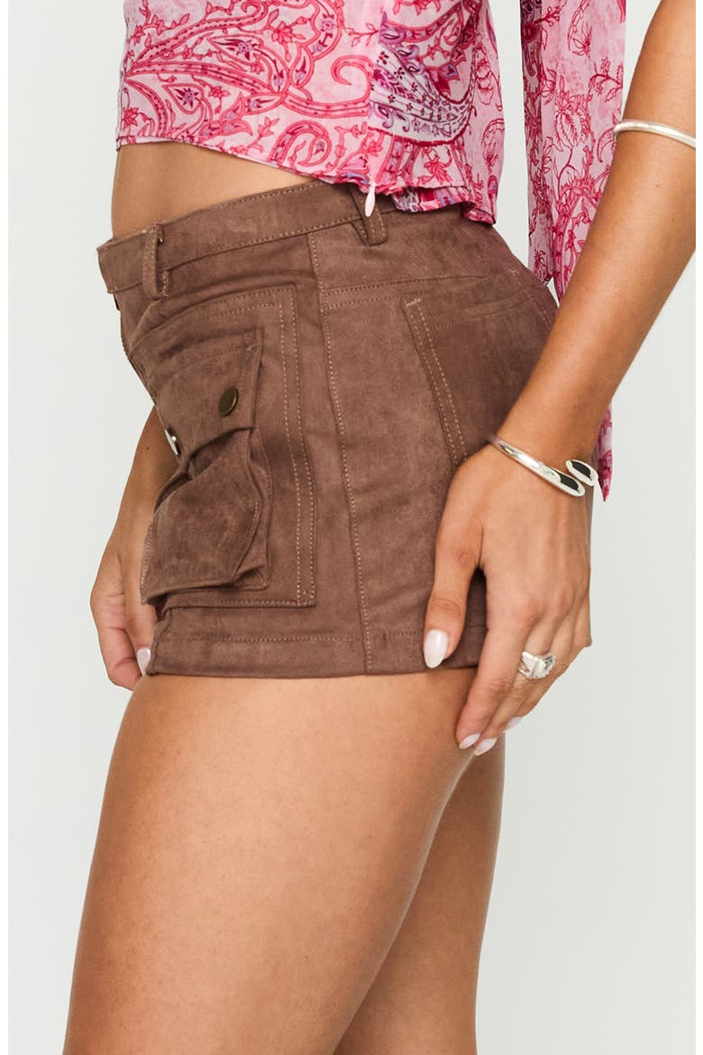 Hendrick Faux Suede Shorts, Alternate, color, BROWN