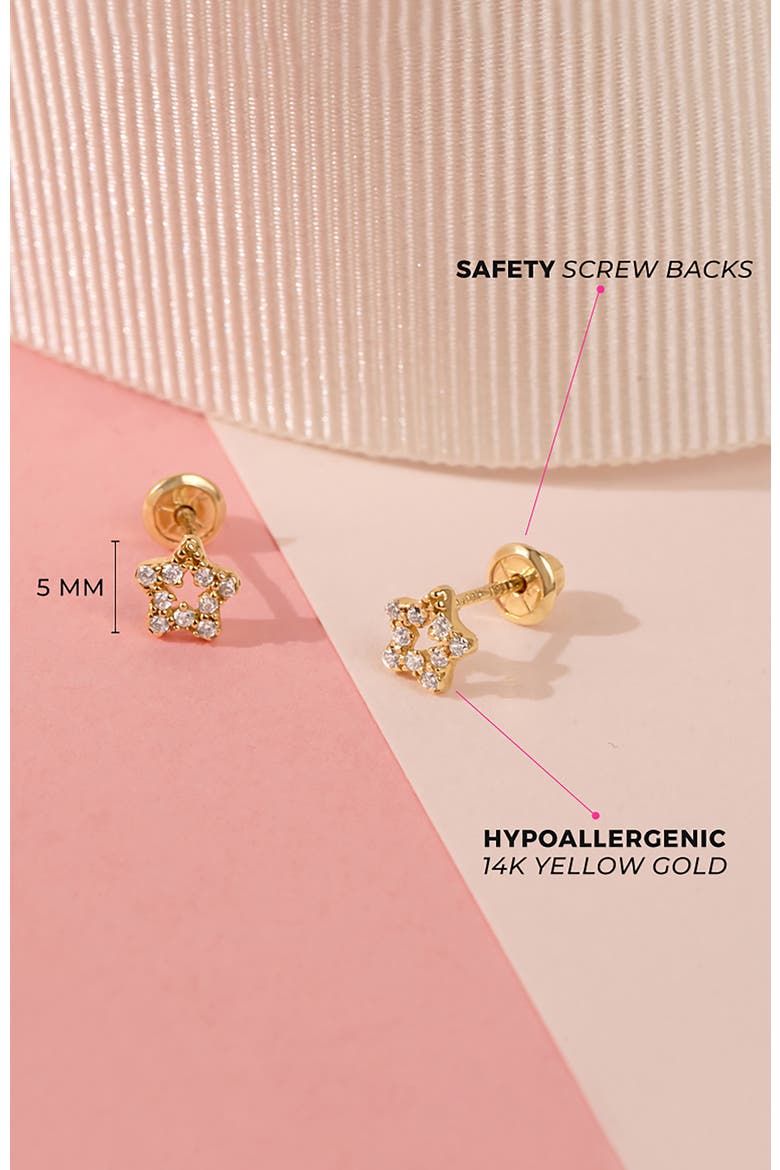14k Cubic Zirconia Encrusted Star Earrings, Alternate, color, Gold