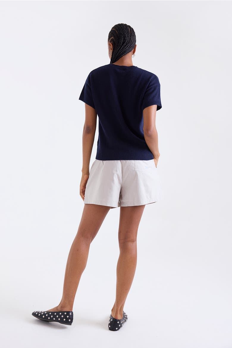 Esme Short Sleeve 100% Cashmere Top, Alternate, color, NAVY