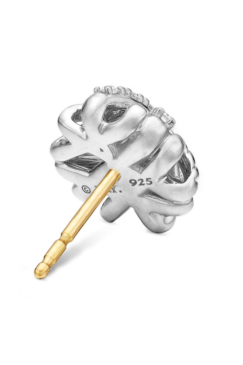 Crossover Stud Earrings with Diamonds, Alternate, color, SILVER/ GOLD