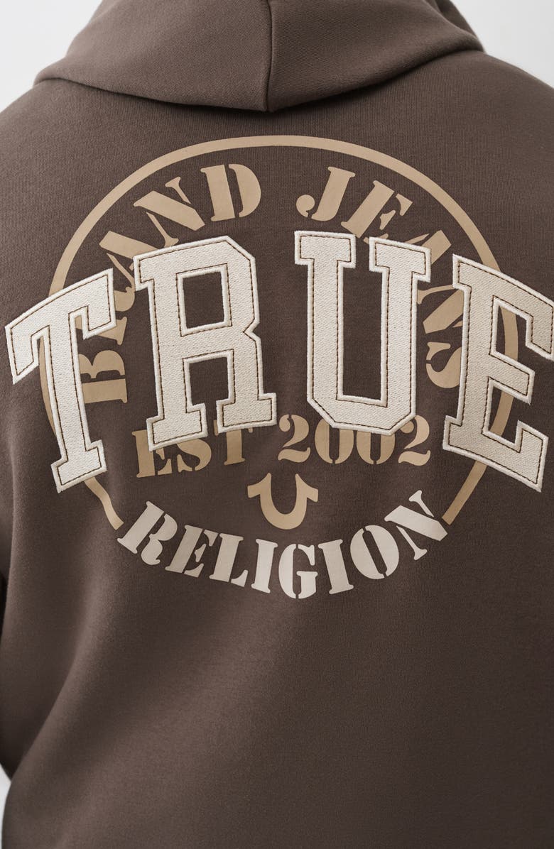 True Religion True Embroidered Zip Hoodie, Alternate, color, Major Brown