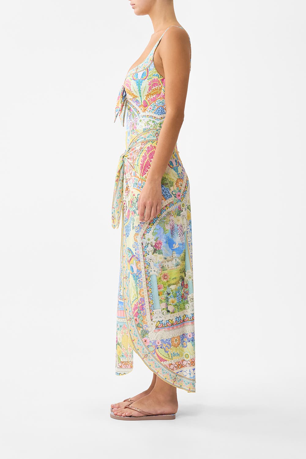 Layered Long Sarong Skirt W Tie Front - image 2