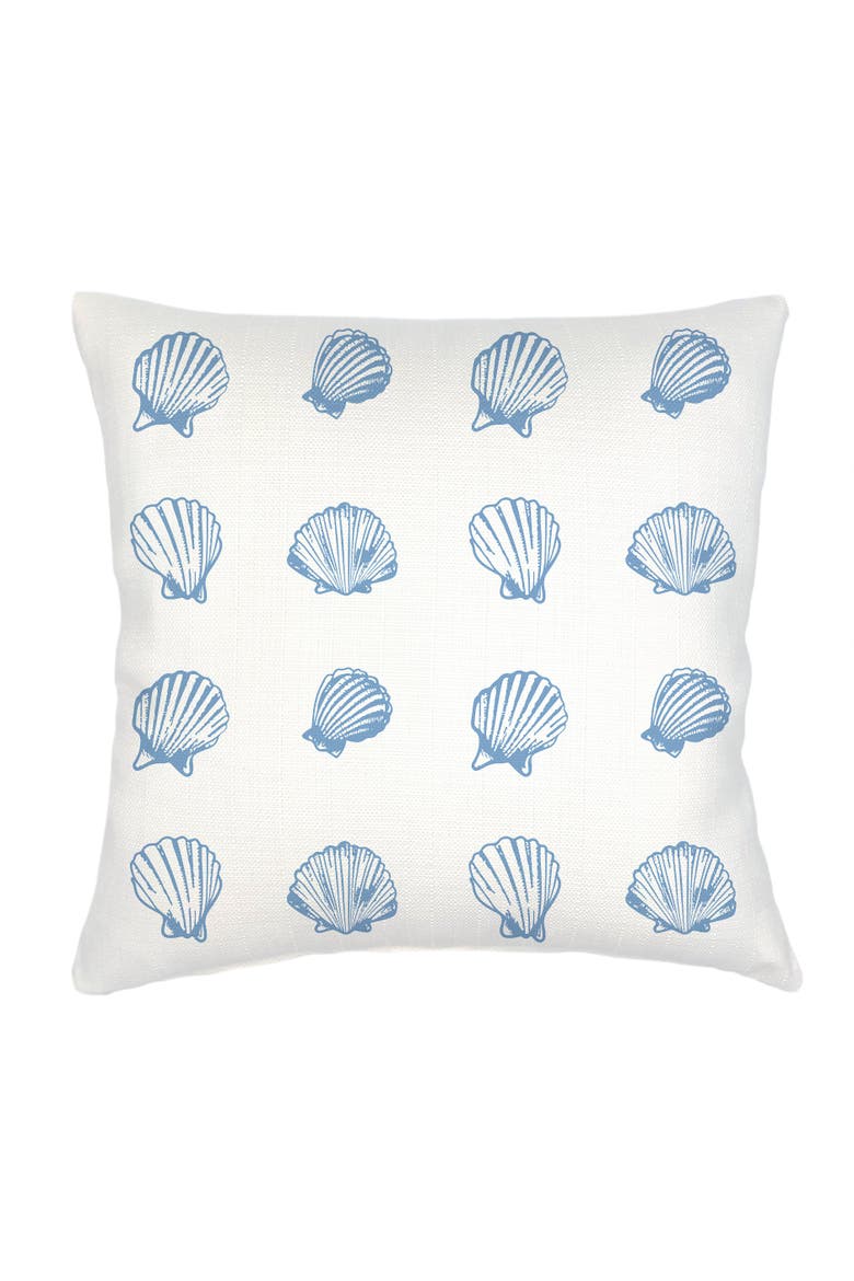 Saltwater Shell Printed Linen Pillow, Main, color, Blue