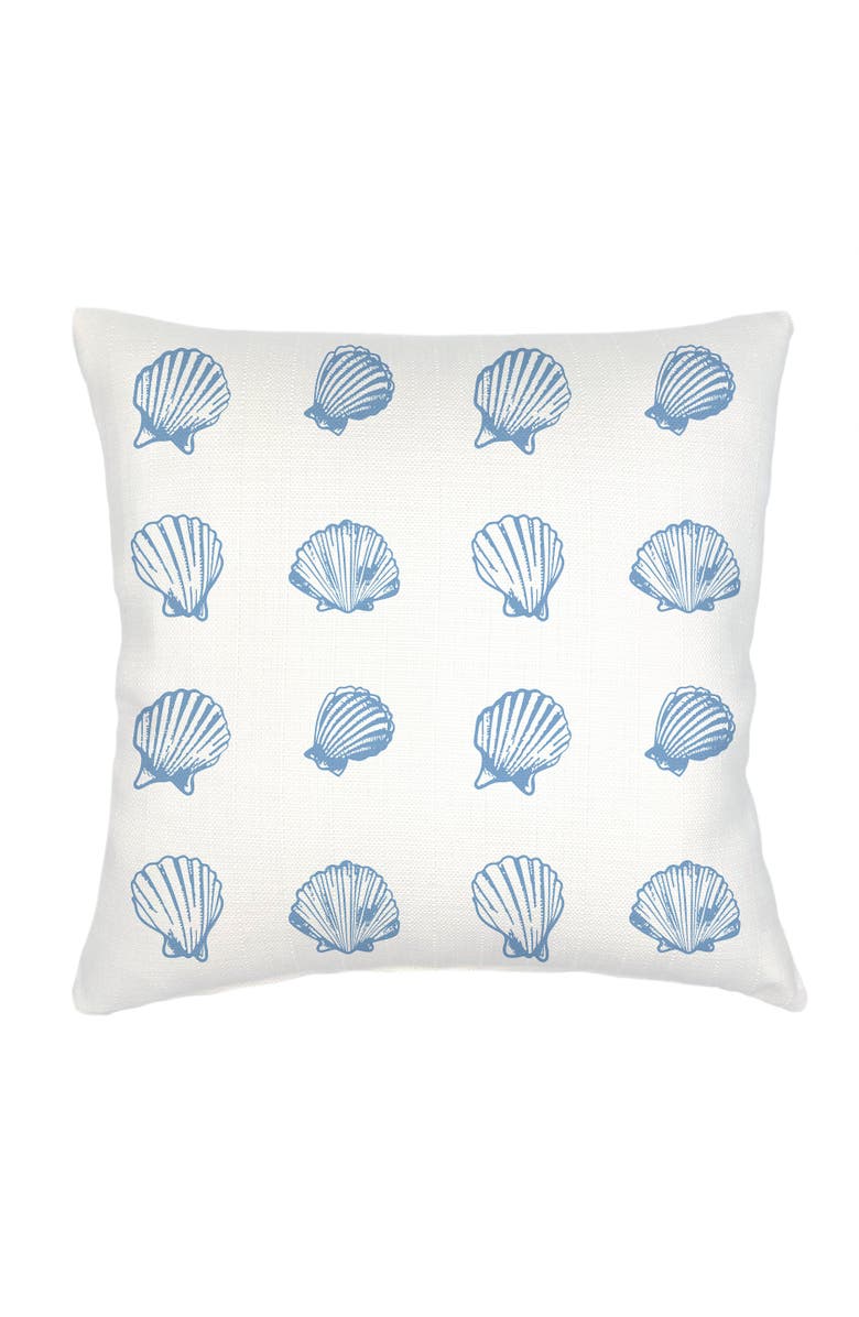 Anaya Saltwater Shell Printed Linen Pillow, Main, color, Blue