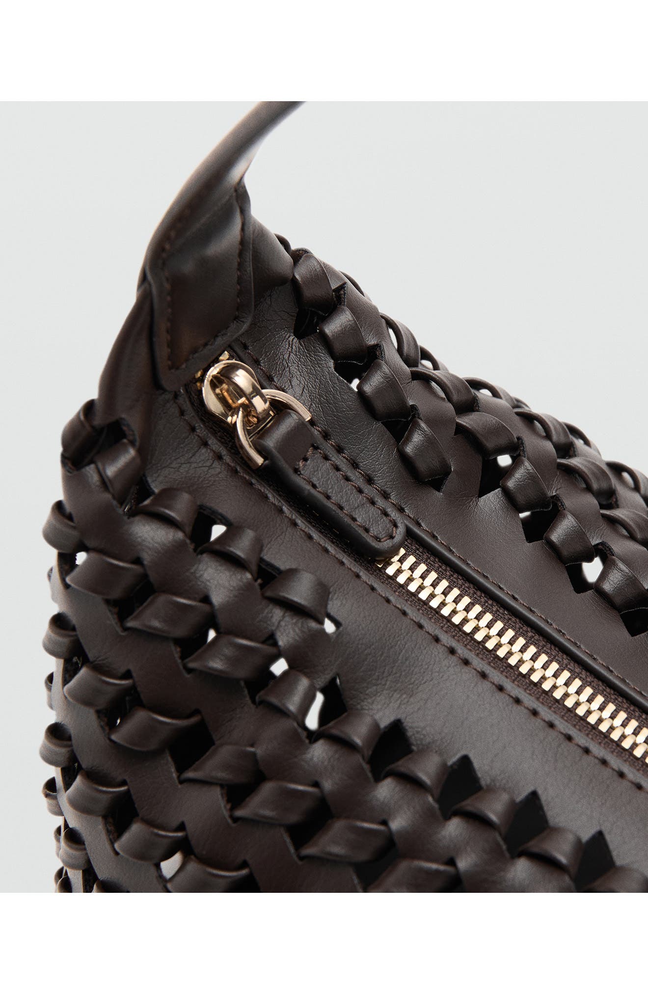 MANGO Braided Faux Leather Shoulder Bag, Alternate, color, 