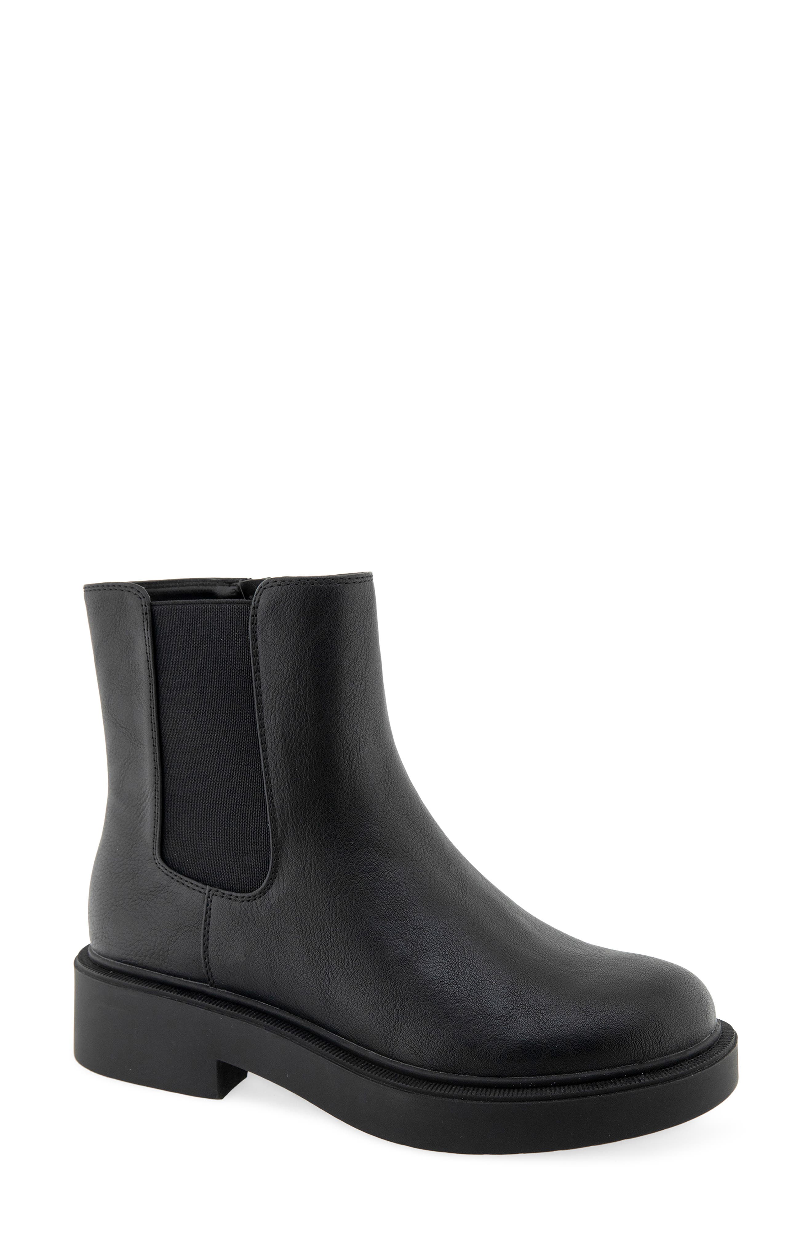 Ronnie Faux Leather Combat Boot, Main, color, BLACK