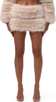 Naked Wardrobe Pelted Faux Fur Miniskirt