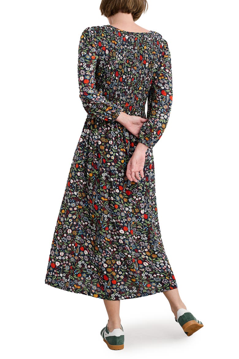 Meadowsweet Floral Smocked Long Sleeve Midi Dress, Alternate, color, STILL LIFE MARITIME