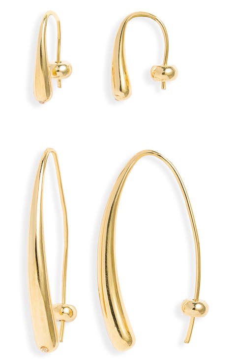 Set of 2 Teardrop Threader Earrings